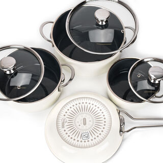 7 Pcs White Porsteel Cookware Set