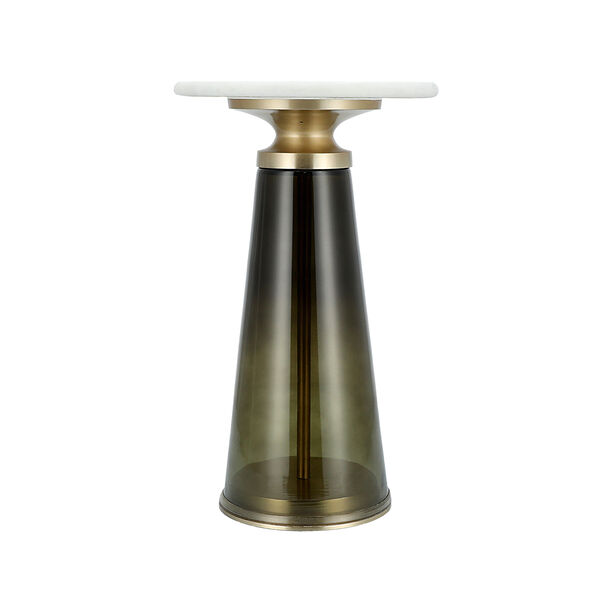 Side Table Glass Base And Marble Top 31*51 cm image number 1