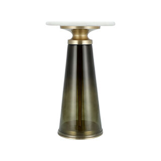 Side Table Glass Base And Marble Top 31*51 cm