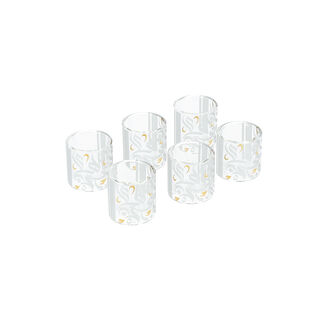 6 Piece Glass Coffee Cup Set Silver Rim