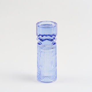 هومز حامل شموع مضلع زجاج 8.9*8.9*27.4سم، أزرق