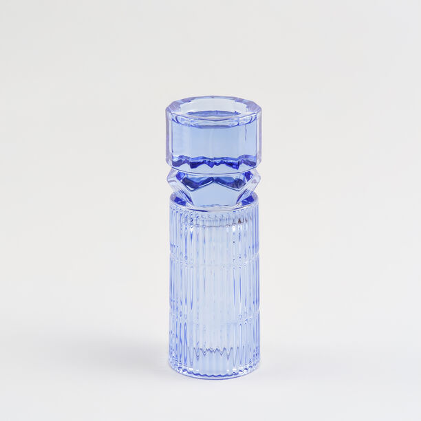 هومز حامل شموع مضلع زجاج 8.9*8.9*27.4سم، أزرق image number 1