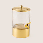 "La Mesa glass juice dispenser gold classic medium with metal base 31.5cm image number 1