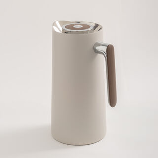 Dallaty 1L light grey steel vacuum flask with wooden handle