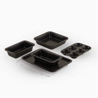 Alberto Bakeware Set Carbon Steel Black 42.8*28.8*11 Cm 6 Pcs