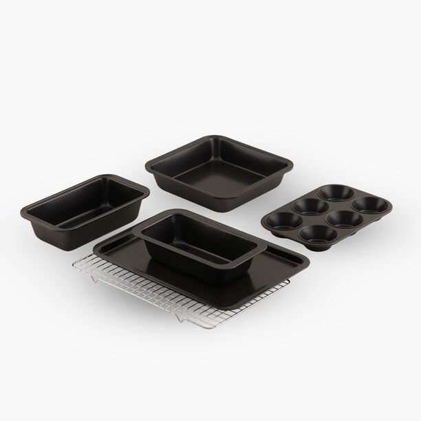 Alberto Bakeware Set Carbon Steel Black 42.8*28.8*11 Cm 6 Pcs image number 0