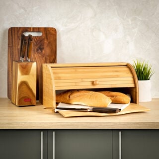 Bamboo Bread Box With Movable Board