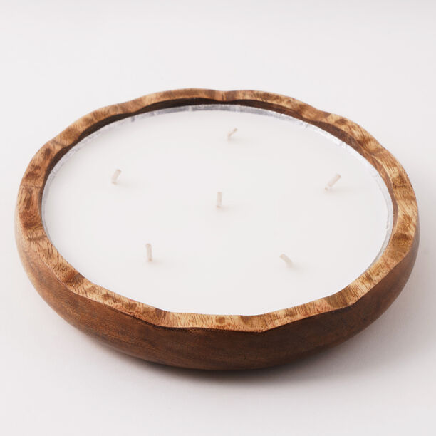Homez oud and musk scented candle in large wooden tray image number 1