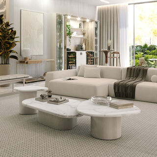 Homez corda centre table marble, off white 92*82*37 cm