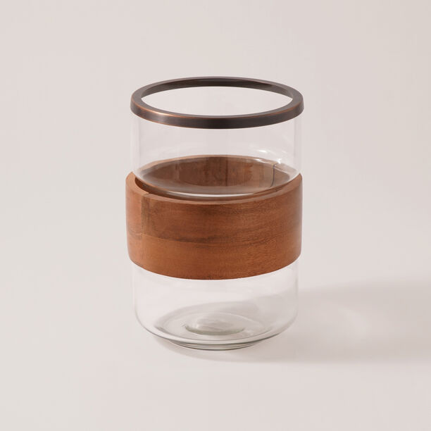 Homez glass candle holder 18*18*26cm, brown image number 1