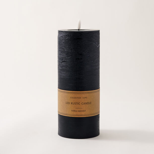 LED rustic candle in black 10*25cm image number 3