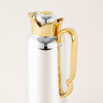 Dallaty Stainless Steel Thermos, White and Gold, 1L image number 3