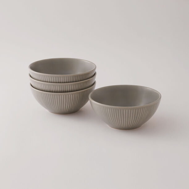 La Mesa 4 pcs stoneware bowl set, grey, 6" image number 0