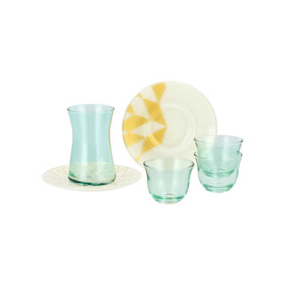 Tea and Coffee set 18 Pcs malakit glass