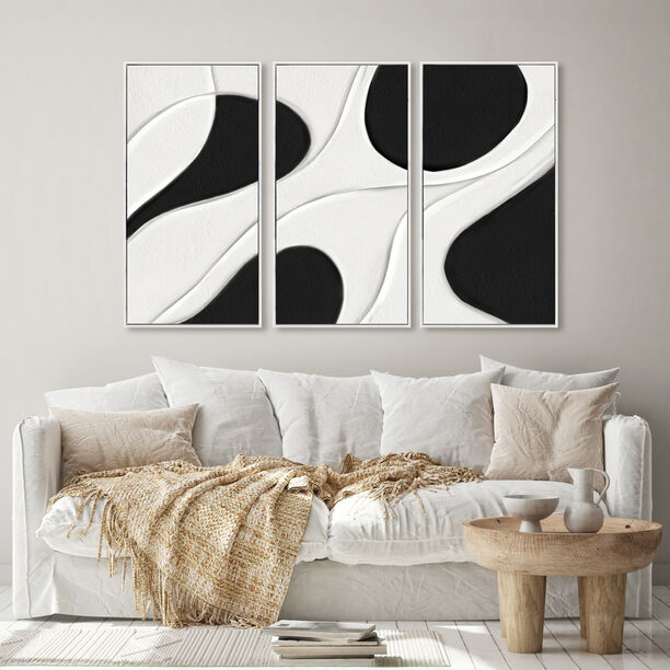 Homez 3pcs framed wall art canvas set, black and white image number 1