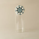 La Mesa Ribbed Glass Jar With Porcelain Cover Taibah Collection, Beige 10*15Cm image number 1