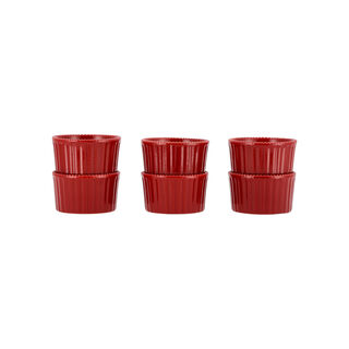  6 Pcs Ceramic Ramekin Set Red