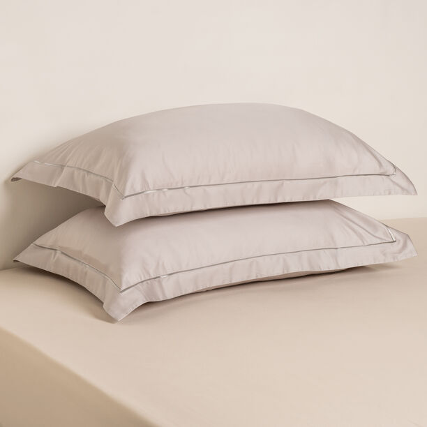 Boutique Blanche Oxford Pillow Cover Set 100% Cotton 400Tc Egyptian Silver 75*50 Cm image number 0