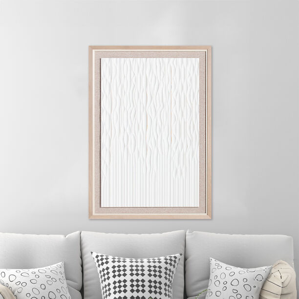 Homez white wooden art in frame 70*100cm image number 0