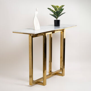 Stainless Steel Console With Marble Top Gold 120*38*80 cm