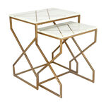 Nested Table Set Of 2 Rect. Marble And Metal White image number 0