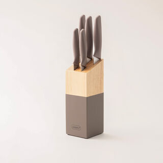 Alberto 6 piece stainless steel and dark grey wood knife block set