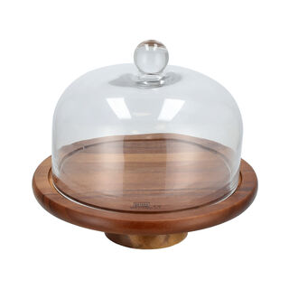 Acacia Wood Cheese Dome With Glass Lid