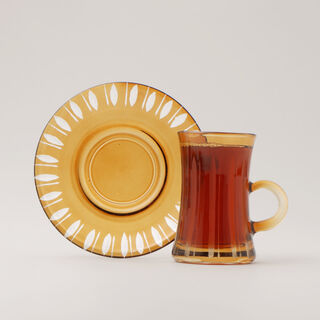 Dallaty 12pcs glass tea set, brown