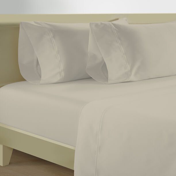 شرشف قطن بمطاط 200 خيط من كوتاج   160*200سم كريمي image number 0
