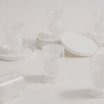 Dallaty 12 pcs double wall glass tea set with porcelain saucers, white image number 3