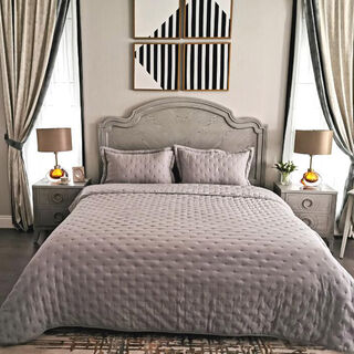 Cottage 3 Pieces Bedspread Pillow Cover Grey King 250X240 Cm