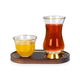 Dallaty wood and glass Tea and coffee cups set 18 pcs