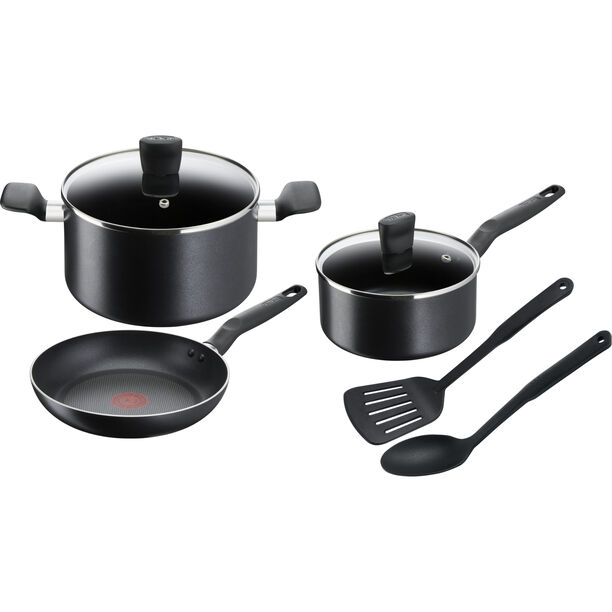 Tefal Super cook non stick 7pcs cookware set, black image number 0
