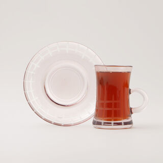 دلتي طقم شاي 12 قطعة زجاجية، وردي