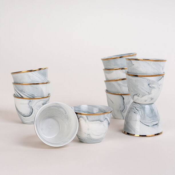 La Mes Grey Marble Arabic Coffee Set 12 Pieces With Gold  image number 0