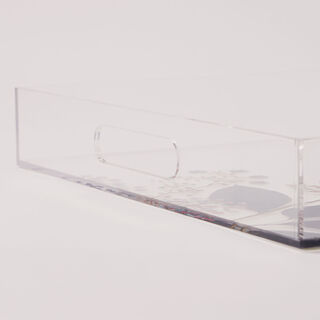 Dallaty Acrylic Serving Tray with Floral Print, Clear, 40*30*6 cm