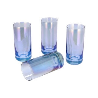 Set Of 4 Clear Tumbler With Blue