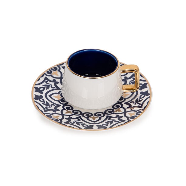 Turkish Coffee Set 12Pc Porcelain Dutone Blue image number 2