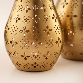 Lucerna Ramadan Lanterns Stainless Steel, Gold 14.5*14.5*27Cm