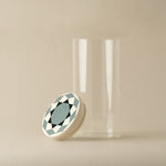 La Mesa Ribbed Glass Jar With Porcelain Cover Taibah Collection, Beige 10*15Cm image number 0