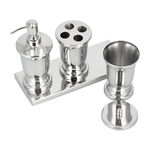 طقم اكسسوارات الحمام 4 قطع فضي image number 2
