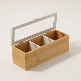 Dallaty bamboo tea box 3 sections, beige