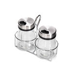 Alberto 2 Prieces Glass Salt And Pepper Set With Stand image number 0