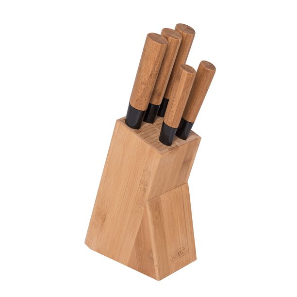 Alberto 5 Pieces Bamboo Knives Set With Bamboo Block image number 0