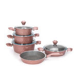 Alberto 9 Pieces Diamond Cookware Set With Glass Lid Rose Color image number 1