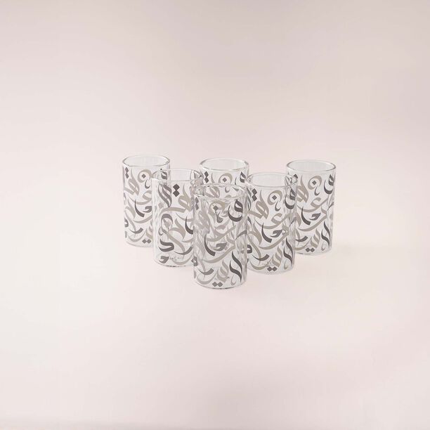 طقم أكواب شاي 6 قطع زجاج رمادي من دلتي image number 1