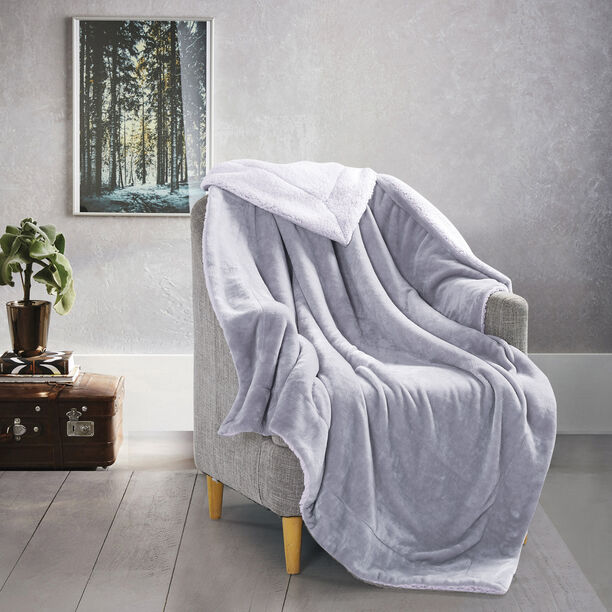 Cottage Flannel Sherpa Throw Gray image number 3