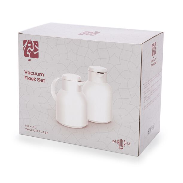 Dallety Plastic Vacuum Flask 2 Pieces Set White  image number 2