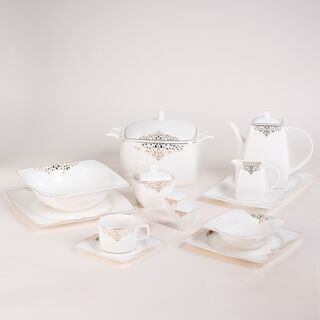 La Mesa gold bone porcelain dinner set 85 pcs