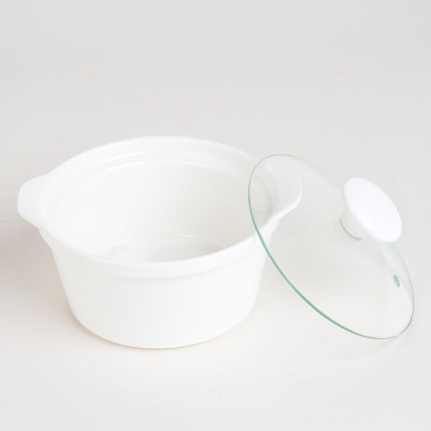 Porcelain 2Pcs Round Casseroles With Lid And Rattan Basket 0.6 L+ 0.6 L image number 4